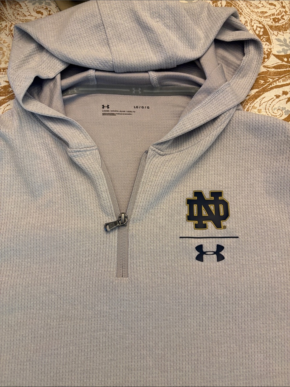 Under Armour Men’s Light Gray Notre Dame Quarter-Zip Hoodie